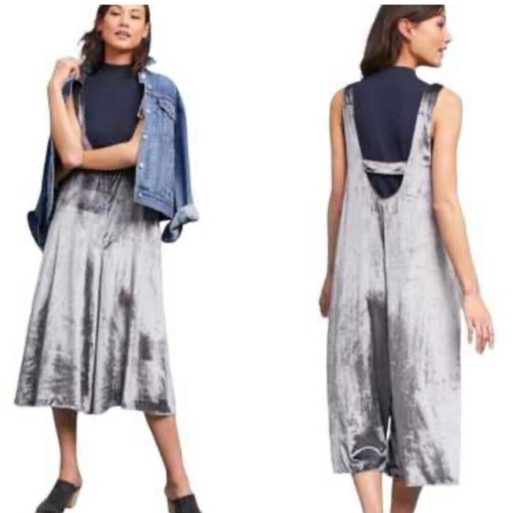 ANTHROPOLOGIE MAEVE MONIQUE VELVET WIDE LEG JUMPER JUMPSUIT LAGENLOOK SIZE XS